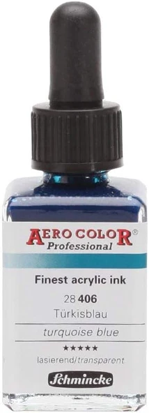Schmincke Aero Color Professional Akrilik Airbrush Mürekkebi 28 Ml 406 Turquoise Blue ürün görseli 1
