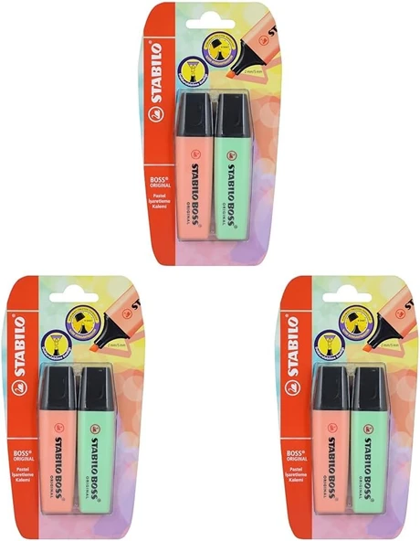 Stabilo Boss Original Pastel 2'Li Blister 3Lü Paket ürün görseli 1