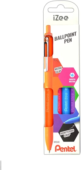 Pentel 1.0 Mm Yağ Bazlı Mekanizmalı Roller Kalem - Izee - 4'Lü Blister (F-P-S-V) ürün görseli 1