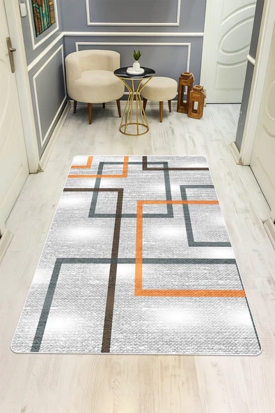 Modern Desenli Dijital Baskı Kaymaz Taban Halı H0950 RENKLİ 80 X 200 ürün görseli 1