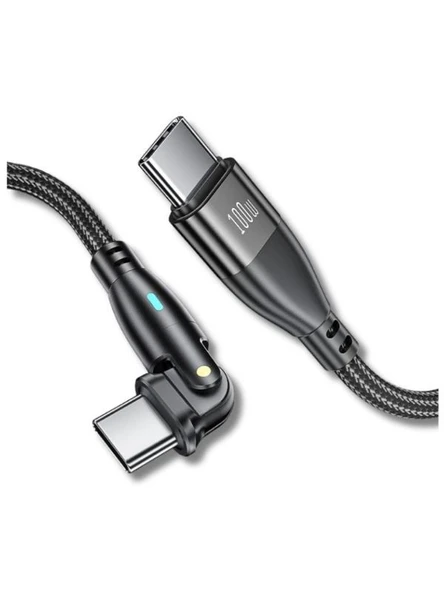 Type C To Type C Hızlı Şarj Data Kablosu Çevirici Dönüştürücü Adaptör 180 Derece 100W 1 Metre ürün görseli 1