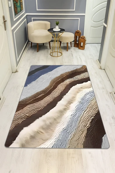 Modern Desenli Dijital Baskı Kaymaz Taban Halı H0734 RENKLİ 100 X 200 ürün görseli 1