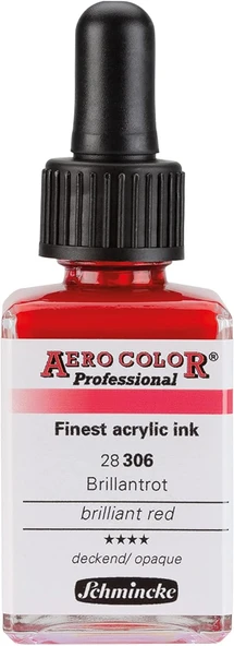 Schmincke Aero Color Professional Akrilik Airbrush Mürekkebi 28 Ml 306 Brilliant Red ürün görseli 1