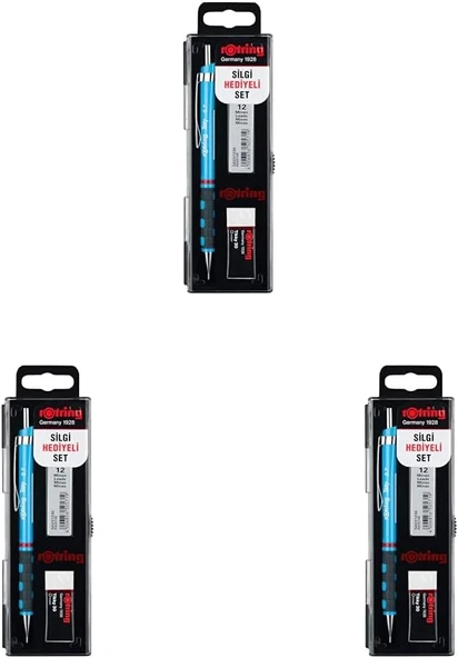 Rotring Tikky Mekanik Kurşun Kalem, Uç Ve Silgi Seti, 0,7 Mm Kalem, 2B Uç, Orta Boy Silgi, Açık Mavi ürün görseli 1