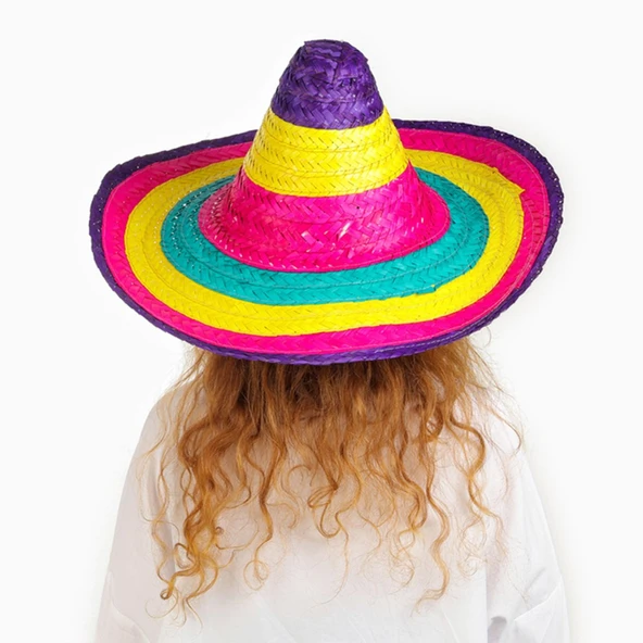 NessiWorld Sombrero Meksikaa Şapkası Renkli Örme Hasır Çocuk Boy ürün görseli 1