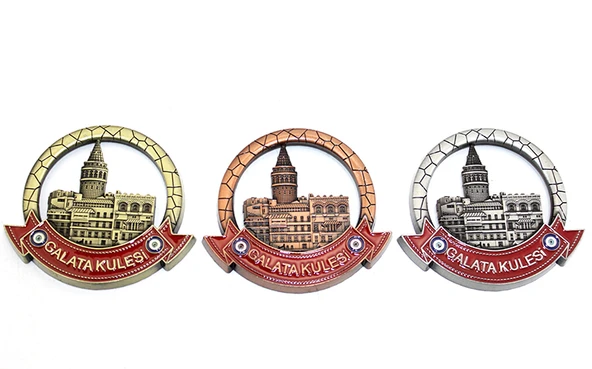 İstanbul Temalı Metal Magnet Galata Kulesi Yuvarlak Tasarım ürün görseli 1