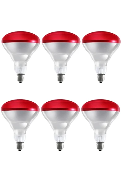 (6 Adet) 250w Kızılötesi Isıtıcılı Hayvan Isıtma Ve Kuluçka Lambası (kırmızı Işık) E27 (kalın Duy) ürün görseli 1