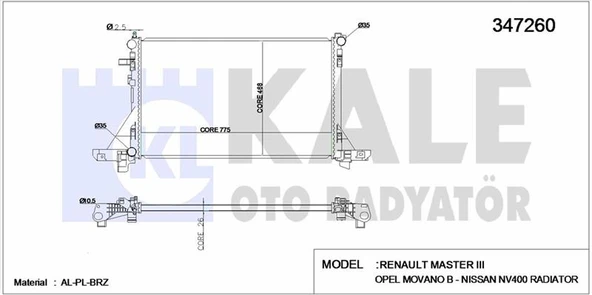 Renault Su Radyatörü - Al/pl/brz - Kal 347260 ürün görseli 1