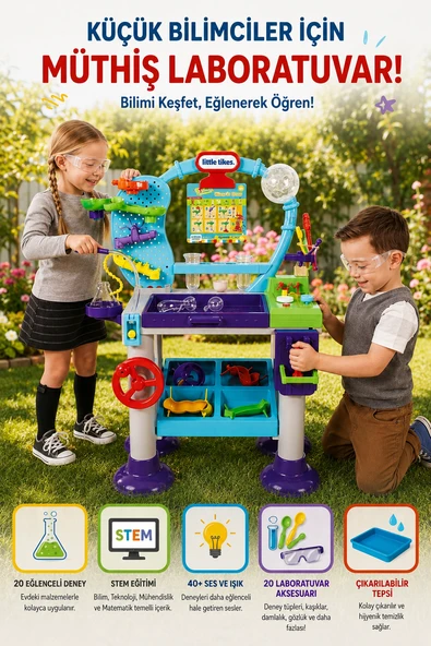 Little Tikes Müthiş Laboratuvar STEM Eğitici Deney Seti Sesli Işıklı Çocuk Oyuncağı +3 Yaş ürün görseli 1