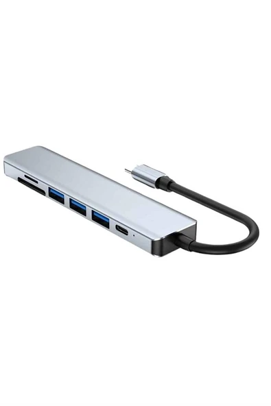 8 Portlu Macbook Çevirici Type C Hub  Sd Tf Usb Çoğaltıcı Ethernet ürün görseli 1