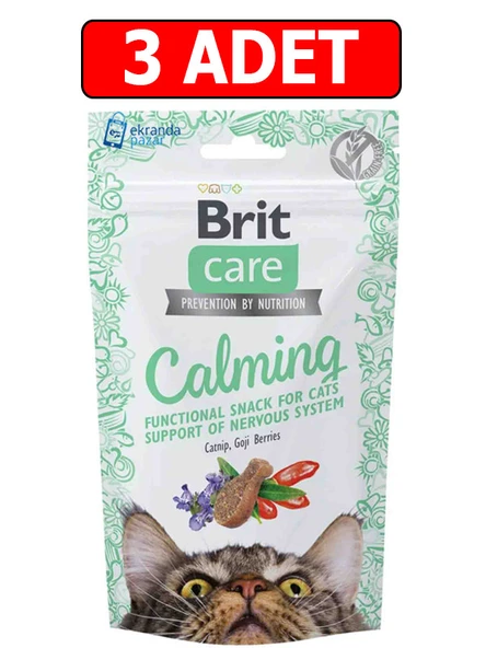 Brit care calming functional snack sakinleştirici etkili tahılsız kedi ödülü 3adet 50gr ürün görseli 1
