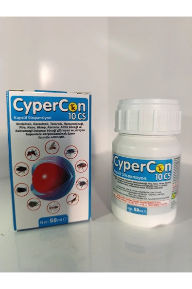 Kulsan İlaç Kulsan Cypercon 10 Cs - Sivrsinek-karasinek-hamamböceği-pire-akrep-kene-tatarcık-karınca Ilacı 50ml ürün görseli 1