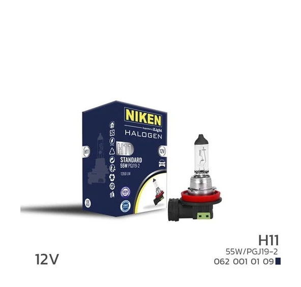 NIKEN H11 55W HALOJEN AMPUL PGJ19-2 (12V) 64211 ürün görseli 1