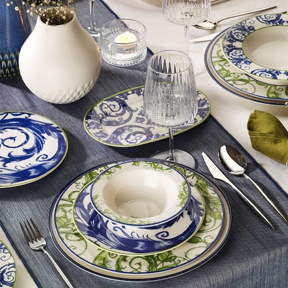 Kütahya Porselen Nano Bone Verde Azul 26 Parça 6 Kişilik Yemek Takımı ürün görseli 1
