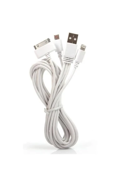 Bastore 3 in 1 Çoklu Şarj Kablosu Micro USB 8Pin Lightning 30Pin Apple Uyumlu 1 Metre ürün görseli 1