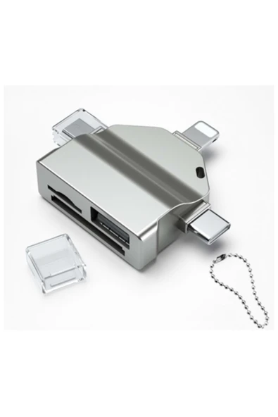 Bastore 7 IN 1 Lightning - Type-C - Micro USB To SD - MicroSD - CF - USB 3.0 Kart Okuyucu Çevirici Adaptör ürün görseli 1