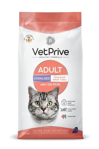 VetPrive Sterilised Somonlu Kısır Kedi Maması 1.5 Kg ürün görseli 1
