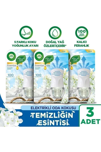 Air Wick Elektrikli Oda Kokusu Kit Temizliğin Esintisi Cihaz Yedek Şişe X 3 - Esansiyel Yağlar Içerir* ürün görseli 1