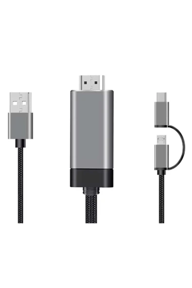 Bastore TypeC MicroUSB USB To HDMI Çevirici Dönüştürücü Görüntü Kablosu ürün görseli 1