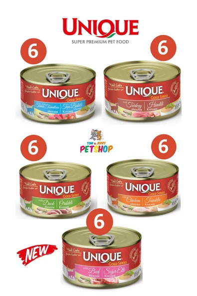 Unique TOM&JERRYPETSHOP -Unique Gold Series Karışık 85 Gr Yaş Kedi Mamaları (30*85 gr ) ürün görseli 1