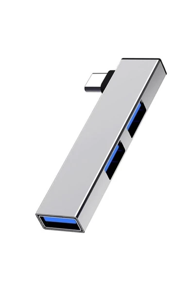 Bastore Type C To USB 3.0 Hub 3 Portlu Çoklayıcı Alüminyum Gri Renkli ürün görseli 1