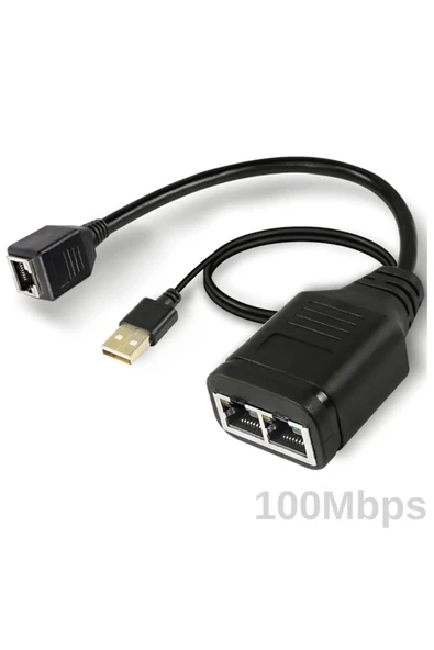 Bastore 1x2 Port RJ45 USB Güç Destekli Ethernet Switch Splitter Çevirici Çoklayıcı ürün görseli 1