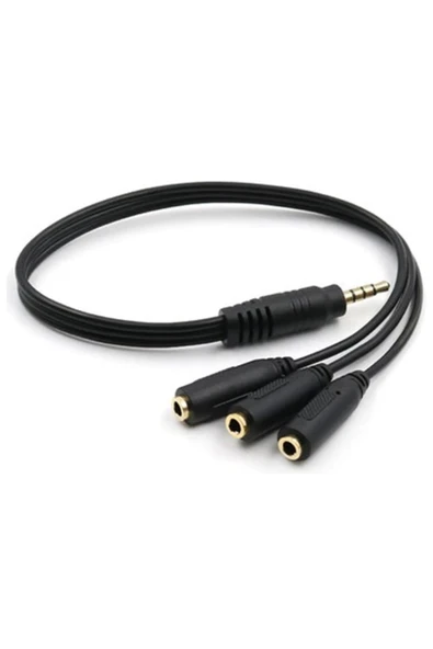Bastore Kulaklık Mikrofon Çoklayıcı 3 Port 3.5mm Splitter Çevirici Dönüştürücü Adaptör ürün görseli 1