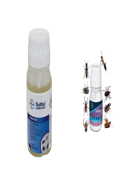 Bayer K-othrine Sc50 ml+ Solfac Süper Ec25 Sinek Sivrisinek Uçan Haşereler Pire Bit Kene İkili Set ürün görseli 1