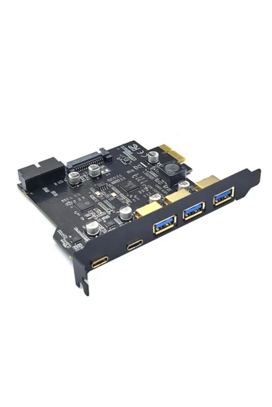 Bastore 5 Port Pci-e Express Usb 3.0 Type C 3.2 Çoklayıcı Riser Kart ürün görseli 1