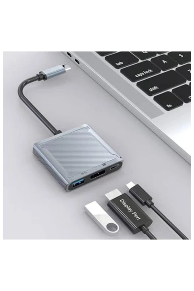 Bastore TypeC To USB DisplayPort TypeC Çevirici Dönüştürücü - Resim 3