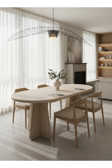 KARMOB Oval Salon Yemek masası ( sadece görseldeki masa verilecektir) beyaz ürün görseli 1