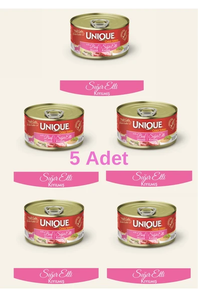 Unique Kedi Konserve Sığır Etli Yaş Mama 5 Adet ürün görseli 1
