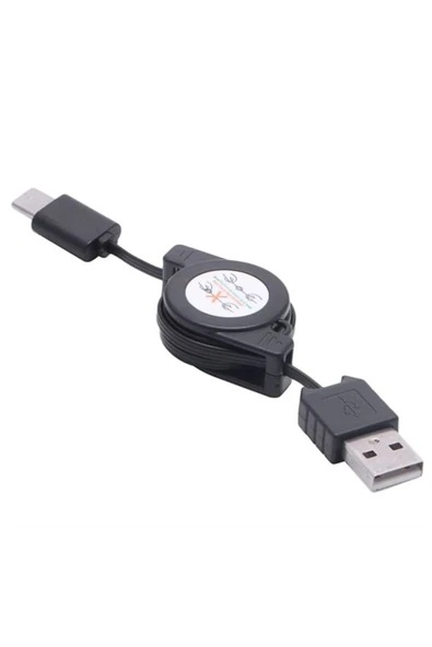 Bastore Makaralı USB Type-A'dan Type-C'ye Şarj ve Veri Kablosu, Beyaz, 75 cm, Çek-Bırak Tasarım ürün görseli 1