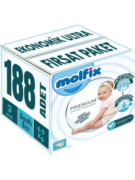 Molfix Premium 3 Numara Midi 94'lü 2 Adet Bebek Bezi ürün görseli 1