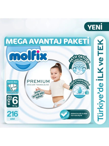 Molfix Premium 6 Numara Extra Large 54'lü 4 Adet Bebek Bezi ürün görseli 1