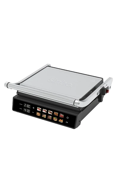 Sinbo SSM-2597 10 Ön Ayarlı Dijital Ekranlı Sıcaklık ve Zaman Göstergeli Döküm Plakalı Izgara ve Tost Makinesi 2000W ürün görseli 1