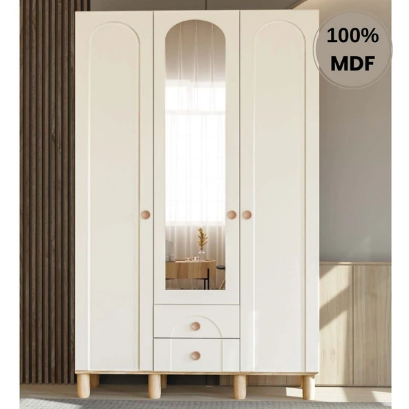 Comiet Papatya 3  Kapak Mdf Ayaklı Tasarım Gardırop ürün görseli 1