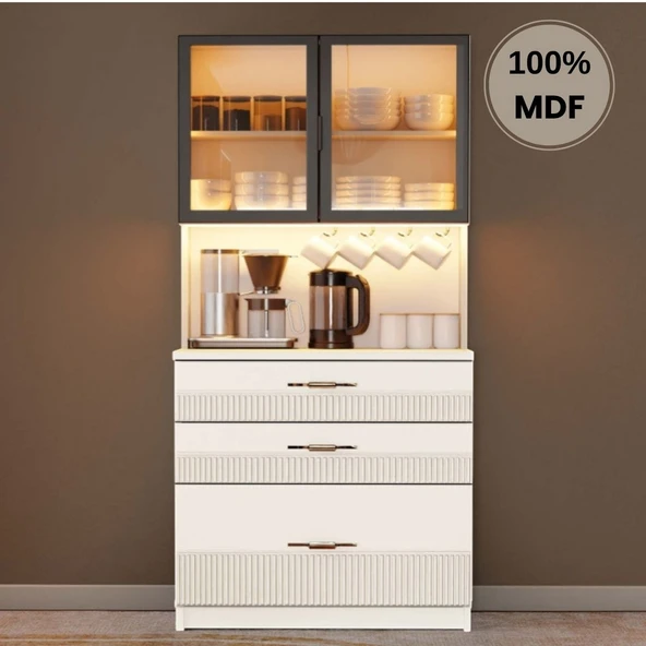 Comiet Menekşe Mdf Kahve Köşesi Dolabı Çekmeceli Işıklı ürün görseli 1