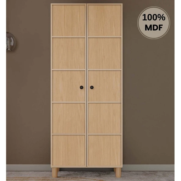 Comiet Meşe 2  Kapak Mdf Ayaklı Tasarım Gardırop ürün görseli 1