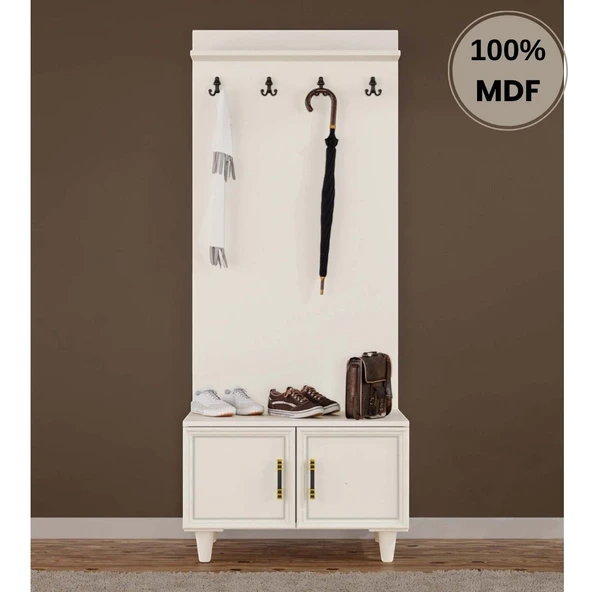 Comiet Kardelen  Mdf Ayaklı Tasarım Askılıklı Portmanto Ayakkabılık ürün görseli 1