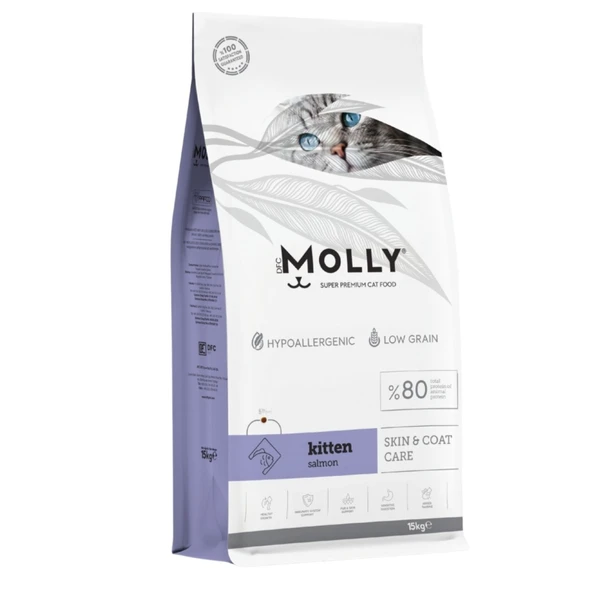 Molly Hipoalerjenik Düşük Tahıllı Somonlu Yavru Kedi Maması 15 Kg ürün görseli 1