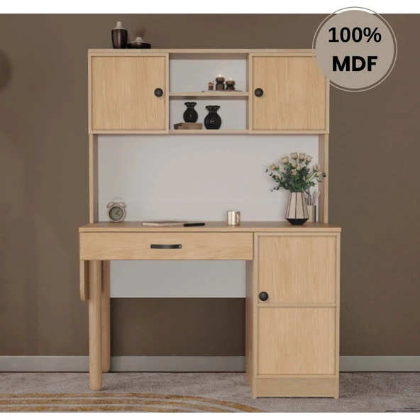 Comiet Meşe  Mdf Kitaplıklı Dolaplı  Çalışma Masası ürün görseli 1
