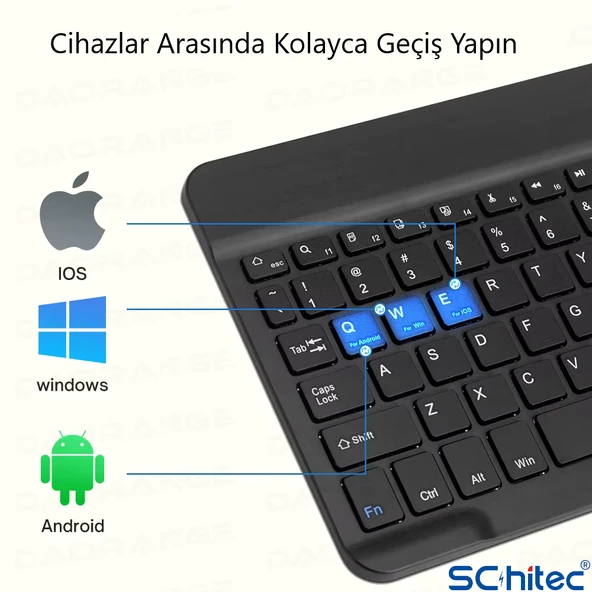 ScHitec Bluetooth Klavye + 2,4 Ghz+Bluetooth Mouse Seti Type-C Şarjlı Pembe - Resim 6