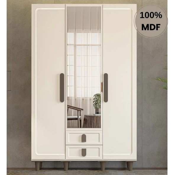Comiet Manolya 3  Kapak Mdf Ayaklı Tasarım Gardırop ürün görseli 1