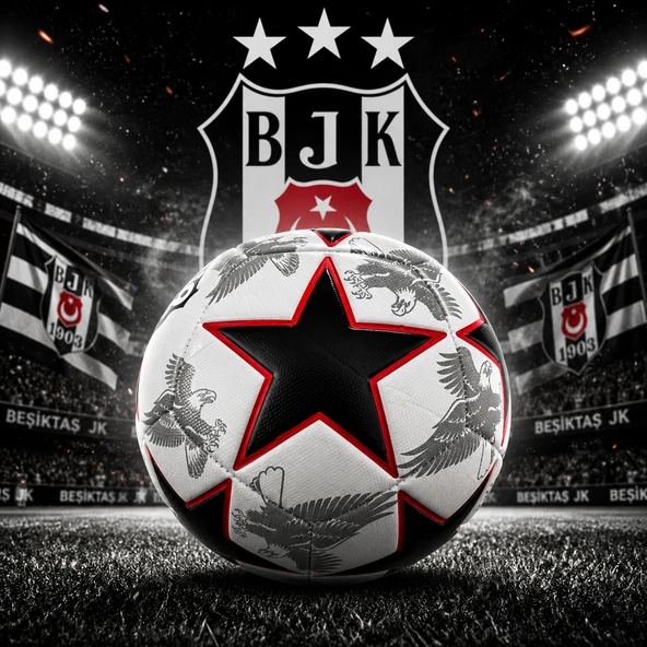 Beşiktaş Lisanslı Futbol Topu No:5 430 gr Dayanıklı Dikişli Profesyonel Top ürün görseli 1