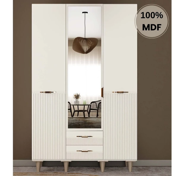 Comiet Menekşe 3  Kapak Mdf Ayaklı Tasarım Gardırop ürün görseli 1