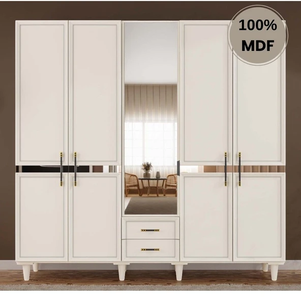 Comiet Kardelen 5  Kapak Mdf Ayaklı Tasarım Gardırop ürün görseli 1
