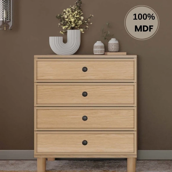 Comiet Meşe 4 Çekmeceli Mdf Şifonyer ürün görseli 1