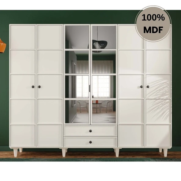 Comiet Zambak 6  Kapak Mdf Ayaklı Tasarım Gardırop ürün görseli 1