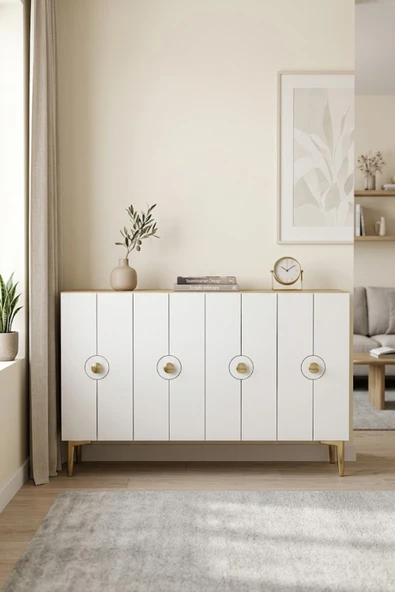 KA1235DBG ENLEM Konsol ve Tv Sehpası Safirmeşe-Beyaz-Gold 120cm ürün görseli 1